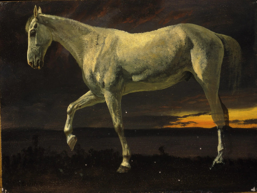 Cavalo branco e pôr do sol - Albert Bierstadt