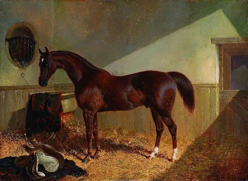 Cavalo marrom em um estábulo - John Frederick Herring, Sr.