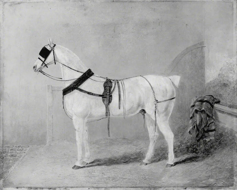 Cavalo de carruagem em um estábulo - John Frederick Herring, Sr.