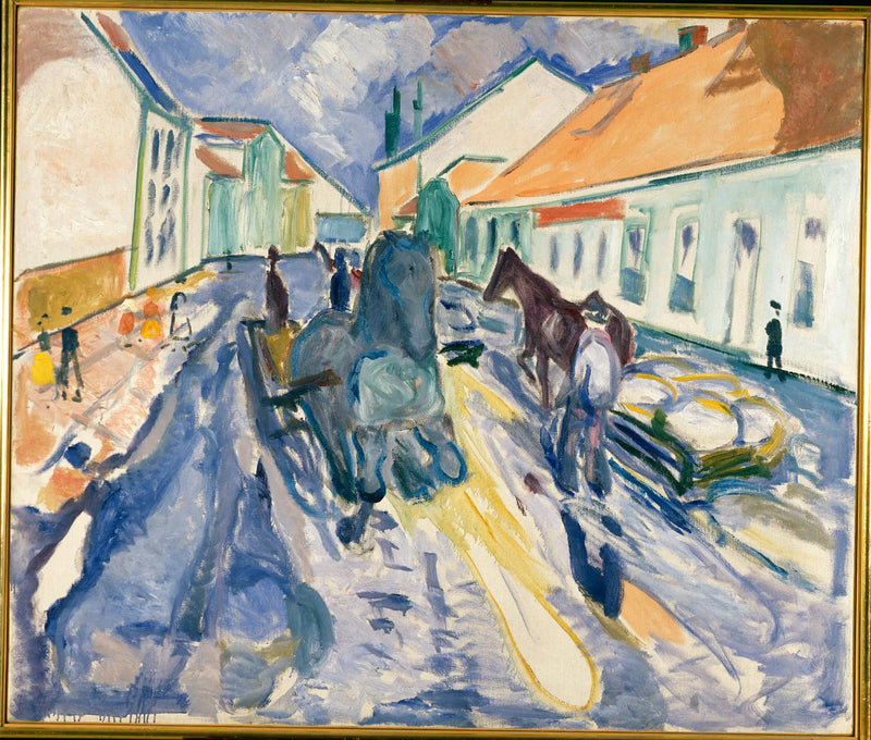 Cavalo embalado em uma rua - Edvard Munch