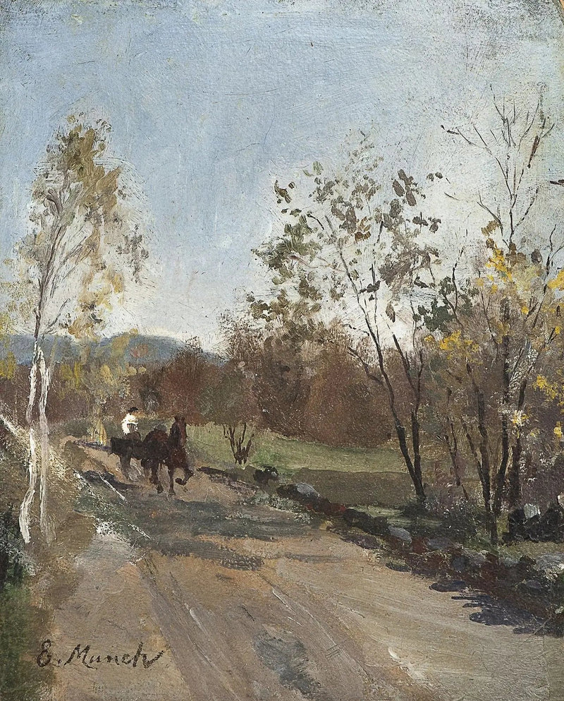 Cavalo e carroça em uma estrada rural - Edvard Munch