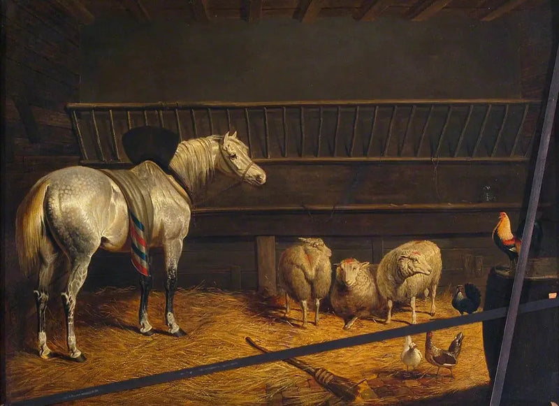Cavalo cinza em um estábulo - John Frederick Herring, Sr.