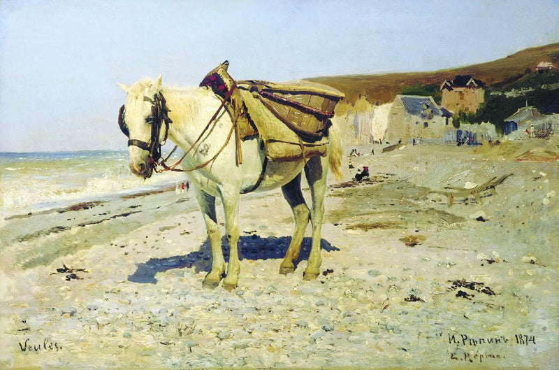 Cavalo para coleta de seixos em Veules-les-Roses - Ilya Repin