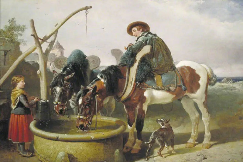 Cavalos no poço e Henry Bright (1814–1873) - John Frederick Herring, Sr.