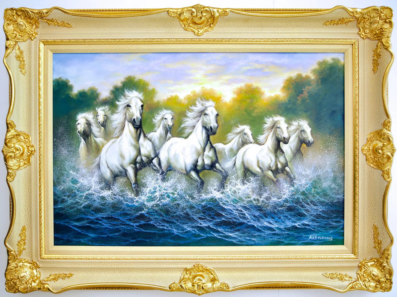 Cavalos Brancos e Rios  | 90 x 60 cm