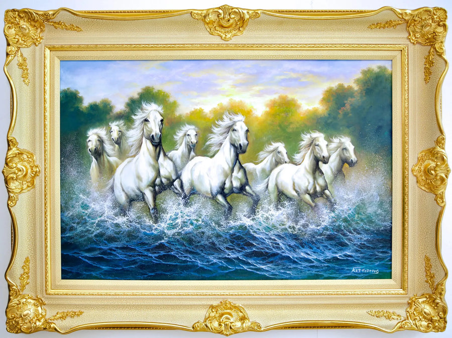 Cavalos Brancos e Rios  | 90 x 60 cm