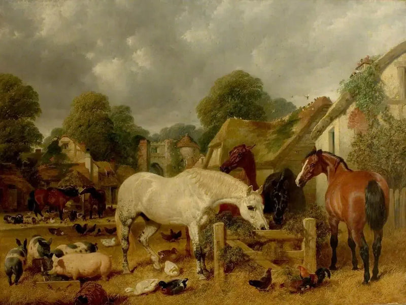Cavalos em um cercado - John Frederick Herring, Sr.
