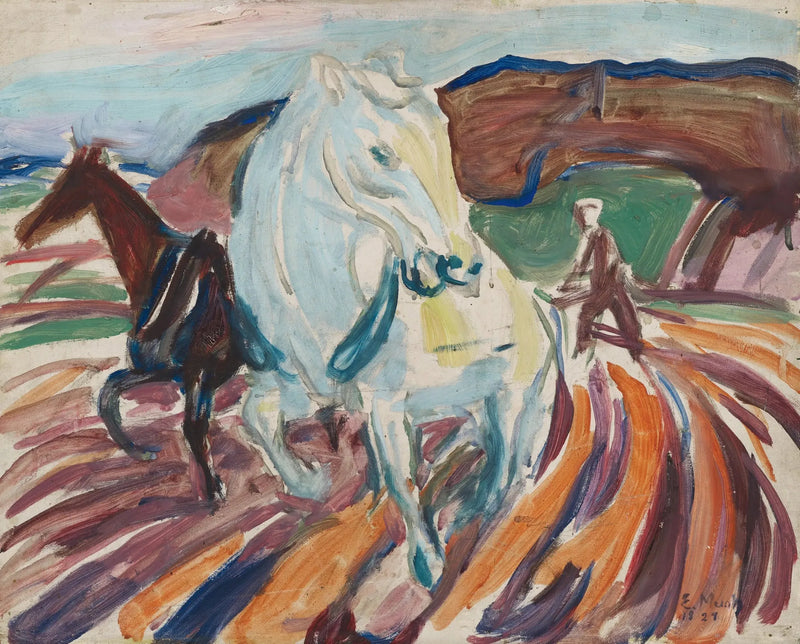 Cavalos arando - Edvard Munch