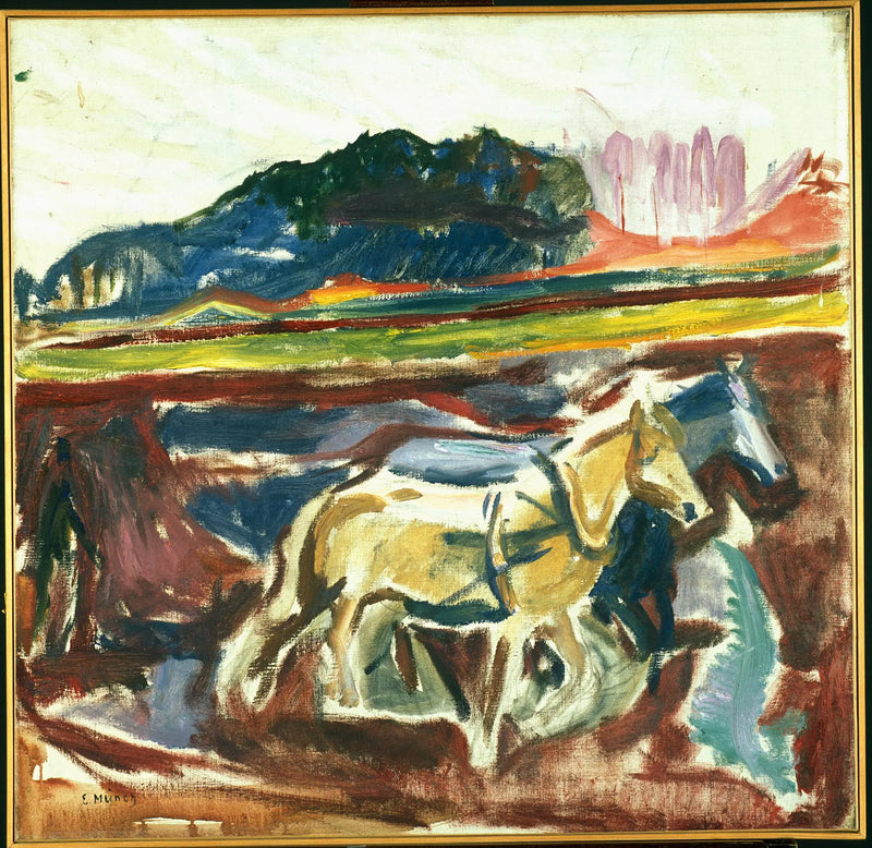 Cavalos arando - Edvard Munch