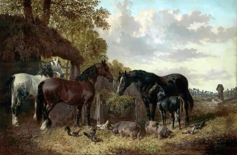 Cavalos, porcos e aves de capoeira - John Frederick Herring, Sr.
