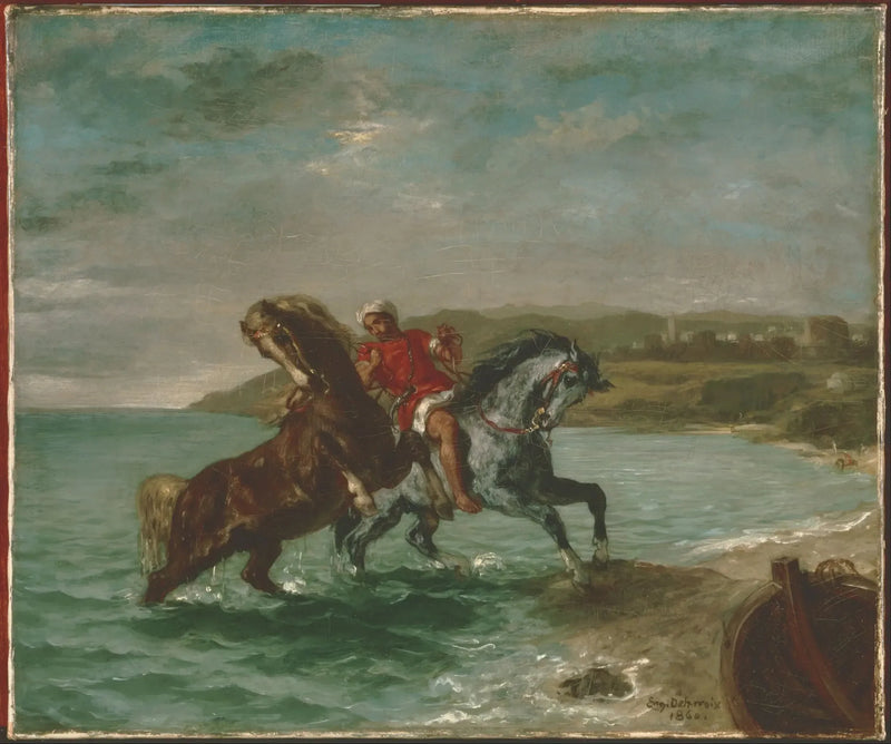 Cavalos saindo do mar - Eugène Delacroix