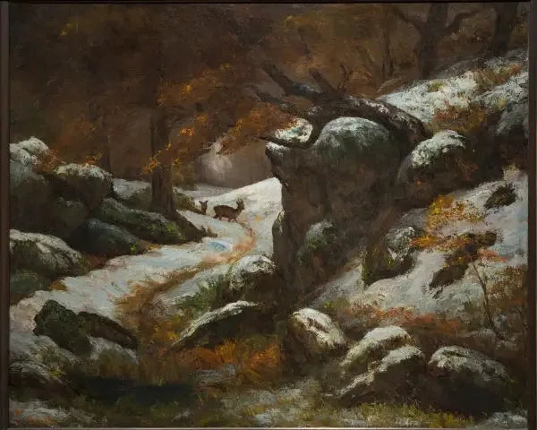 Veado na neve - Gustave Courbet