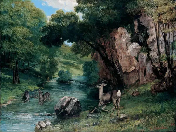 Veado em um riacho - Gustave Courbet
