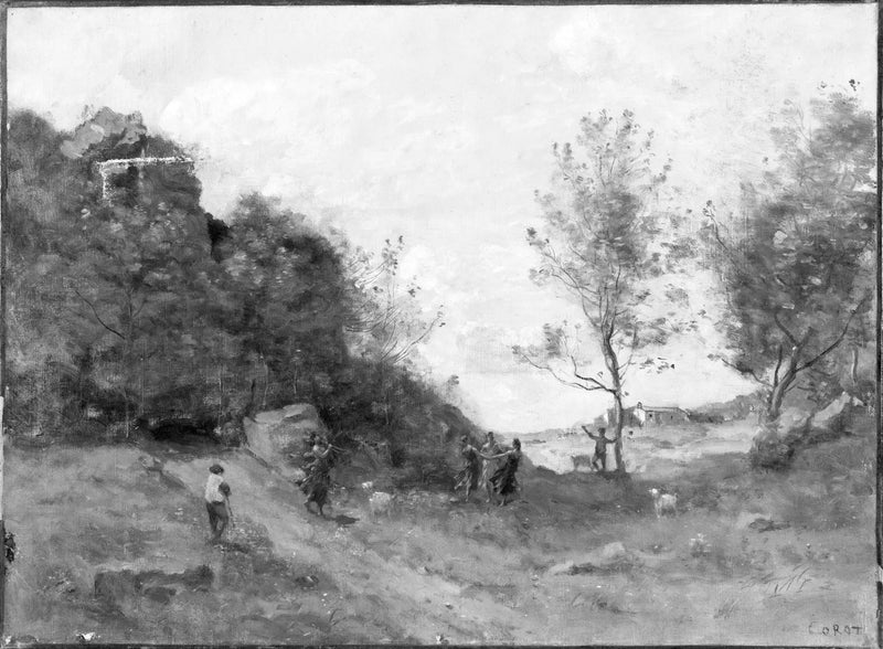 Chevrier em uma paisagem - Jean-Baptiste Camille Corot