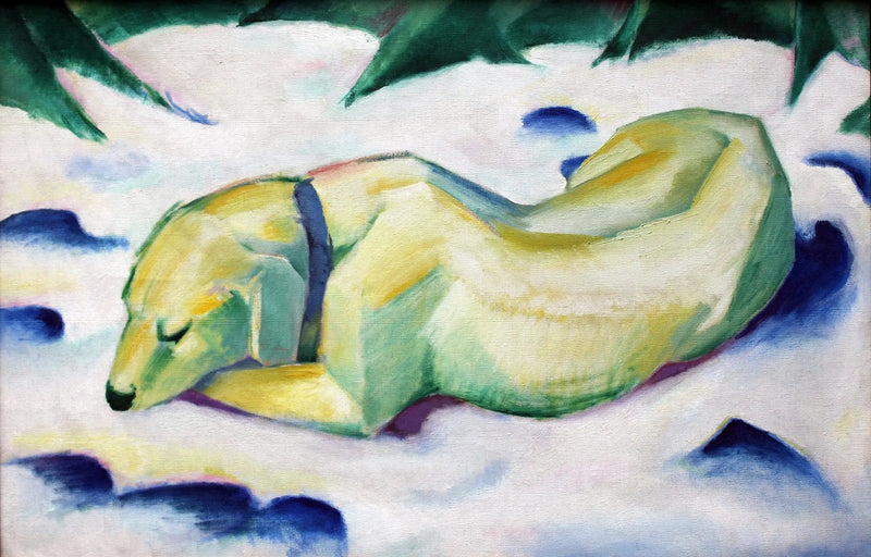 Cão deitado na neve - Franz Marc