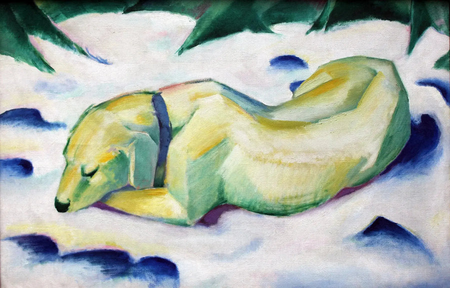 Cão deitado na neve - Franz Marc
