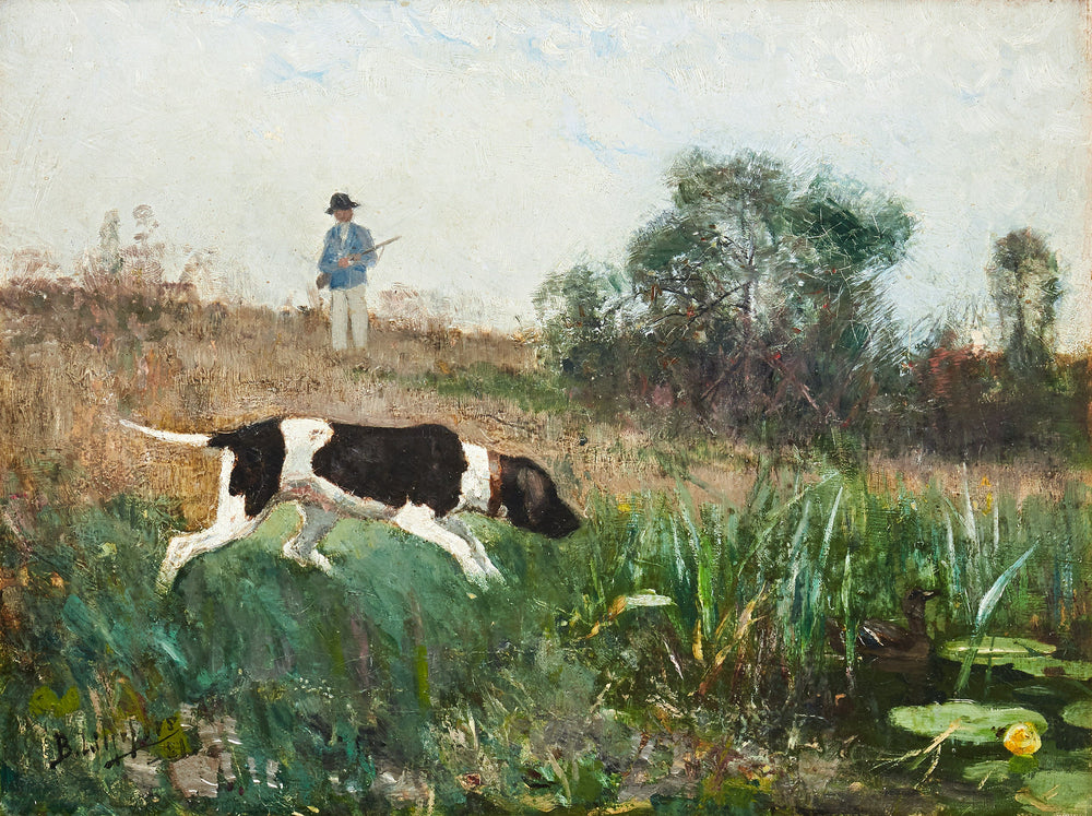 Chien de chasse - Bruno Liljefors image 1 copie peinte à la main à l’huile