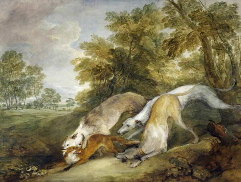 Cães caçando uma raposa - Thomas Gainsborough