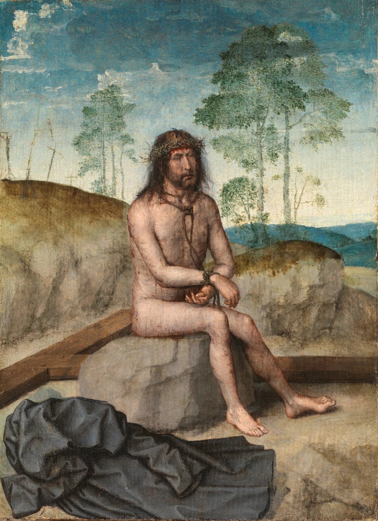 Christ assis sur un rocher froid - Juan de Flandes