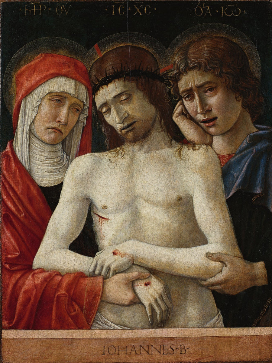 Cristo Morto Cercado por Maria e São João Evangelista - Giovanni Bellini