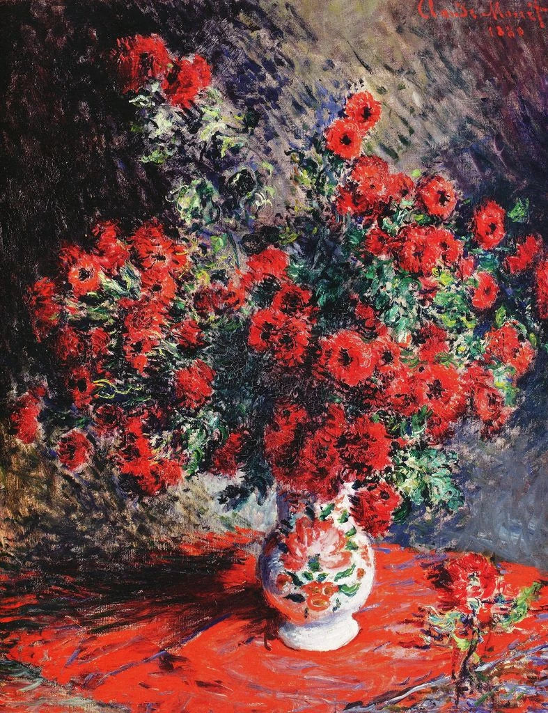 Crisântemos vermelhos W635 - Claude Monet