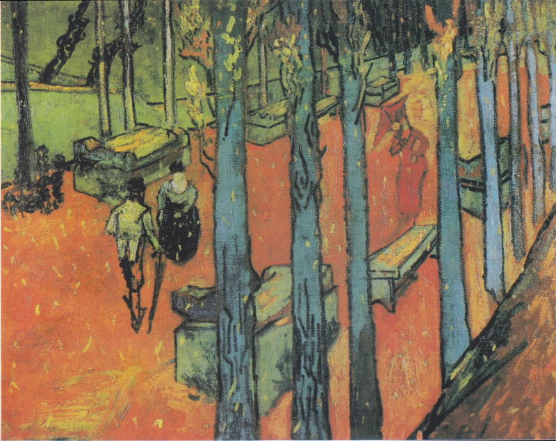Os Alyscamps: Folhas de outono que caem - Vincent van Gogh