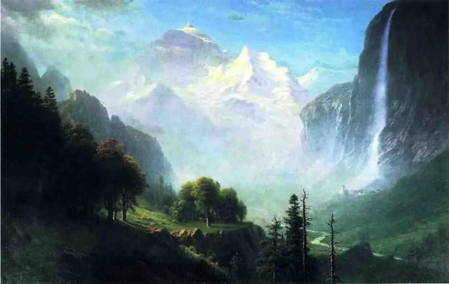 Quedas do Staubbach, perto de Lauterbrunnen, Suíça - Albert Bierstadt
