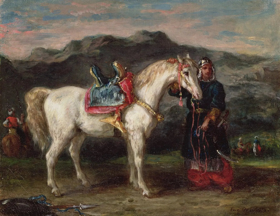 Circassiano alugando um cavalo pela noiva filho - Eugène Delacroix