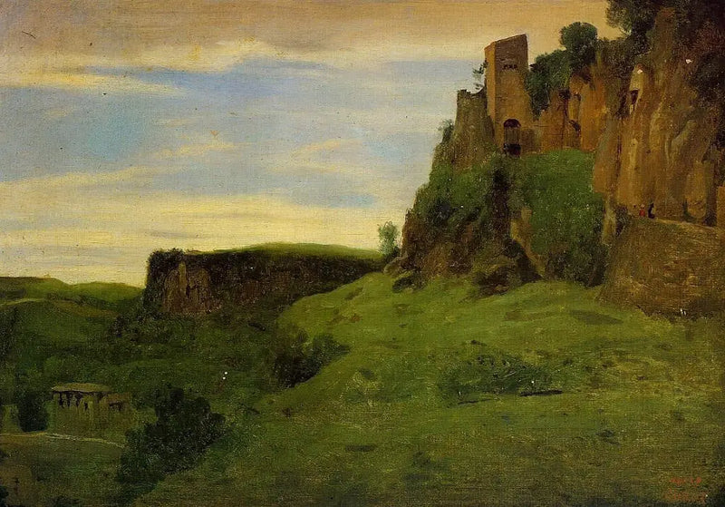 Civita Castellana. fábricas no topo das rochas - Jean-Baptiste Camille Corot