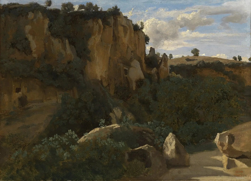 Civita Castellana. Rochers que dominam o vale arborizado - Jean-Baptiste Camille Corot