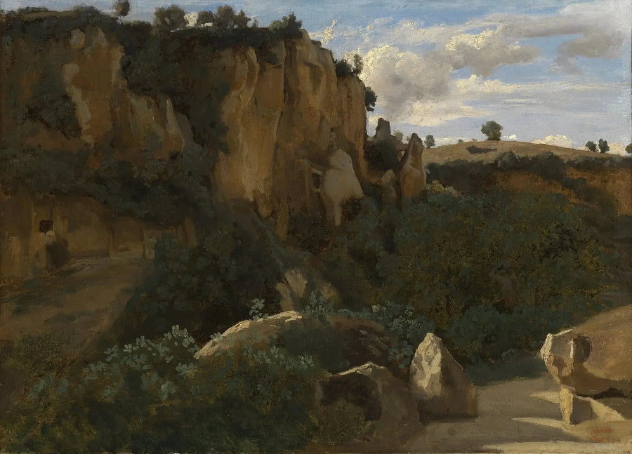 Civita Castellana. Rochers que dominam o vale arborizado - Jean-Baptiste Camille Corot