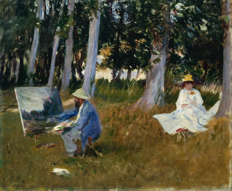 Claude Monet pintando na borda de uma floresta - John Singer Sargent