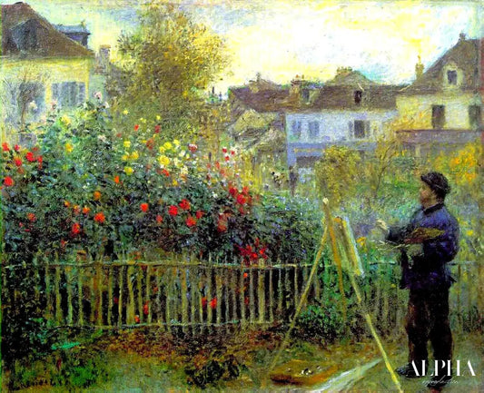 Claude Monet peignant dans son jardin à Argenteuil - Pierre-Auguste Renoir - Reproductions de tableaux et peintures haut de gamme