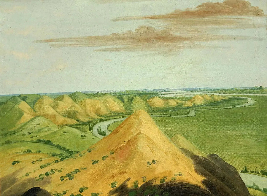 Clay Bluffs, a vinte milhas acima dos Mandans - George Catlin