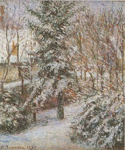 Canto de jardim, neve, Eragny - Camille Pissarro