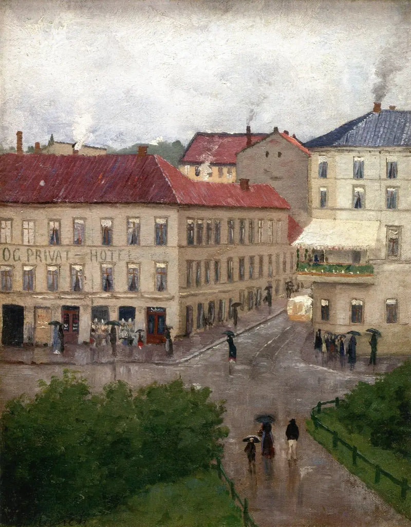 Esquina da rua em Karl Johan, Grande Café - Edvard Munch