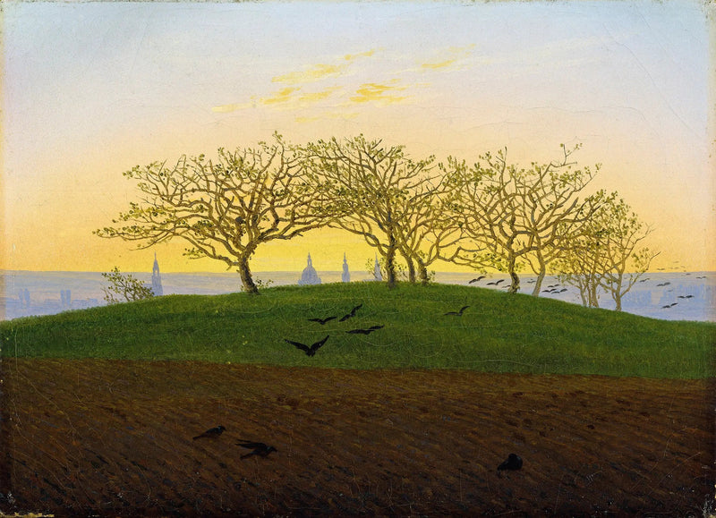 Colina com campo arado perto de Dresden - Caspar David Friedrich