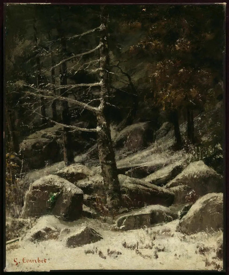 Colina arborizada no inverno - Gustave Courbet