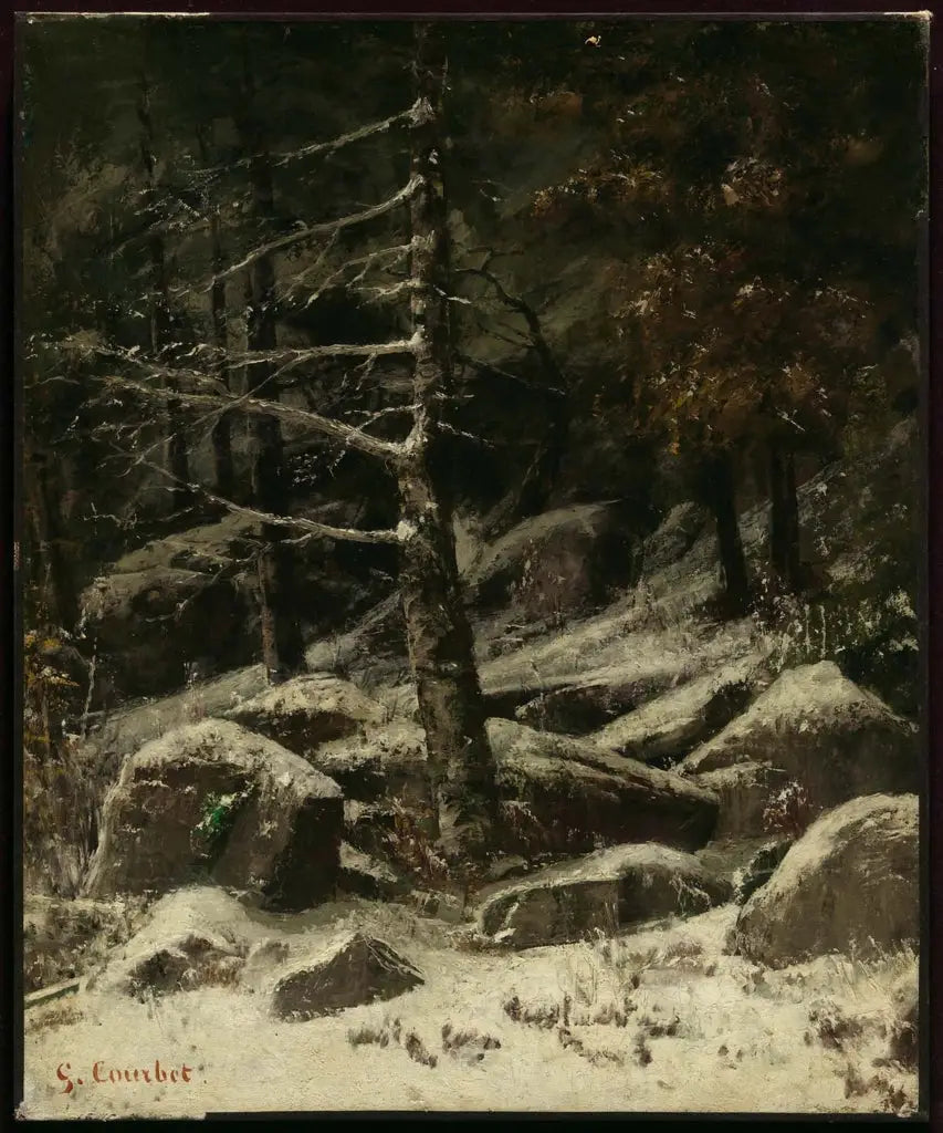 Colina arborizada no inverno - Gustave Courbet