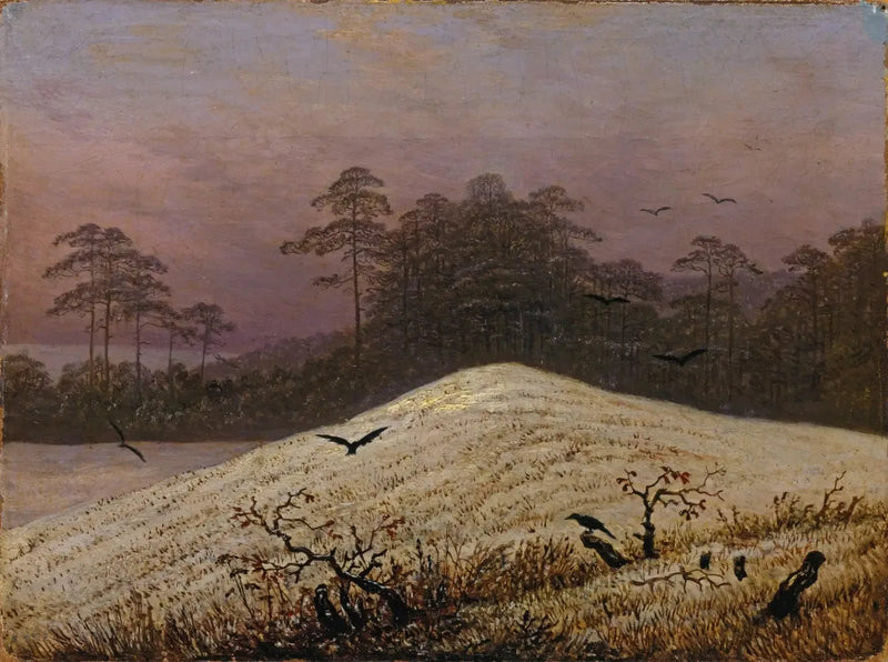 colina de neve com corvos - Caspar David Friedrich