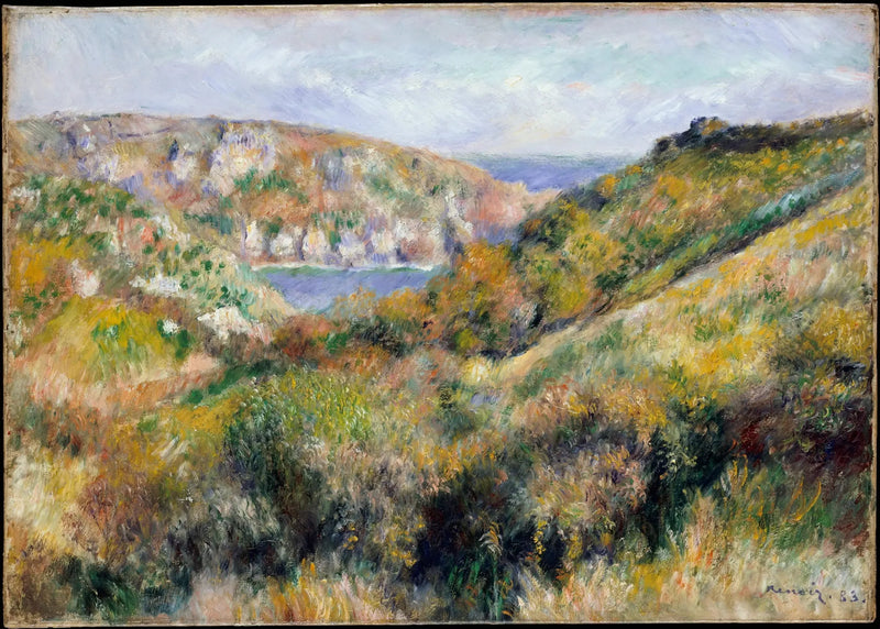 Colinas ao redor da baía do Moulin Huet, Guernsey - Pierre-Auguste Renoir
