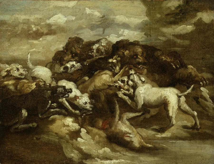 Combate de cães e ursos - Théodore Géricault