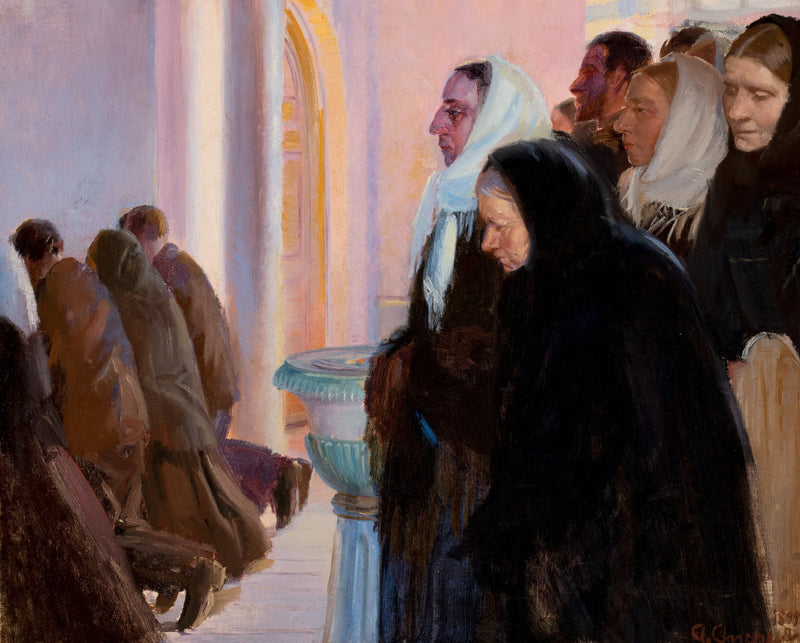 Comunhão na igreja de Skagen. - Anna Ancher