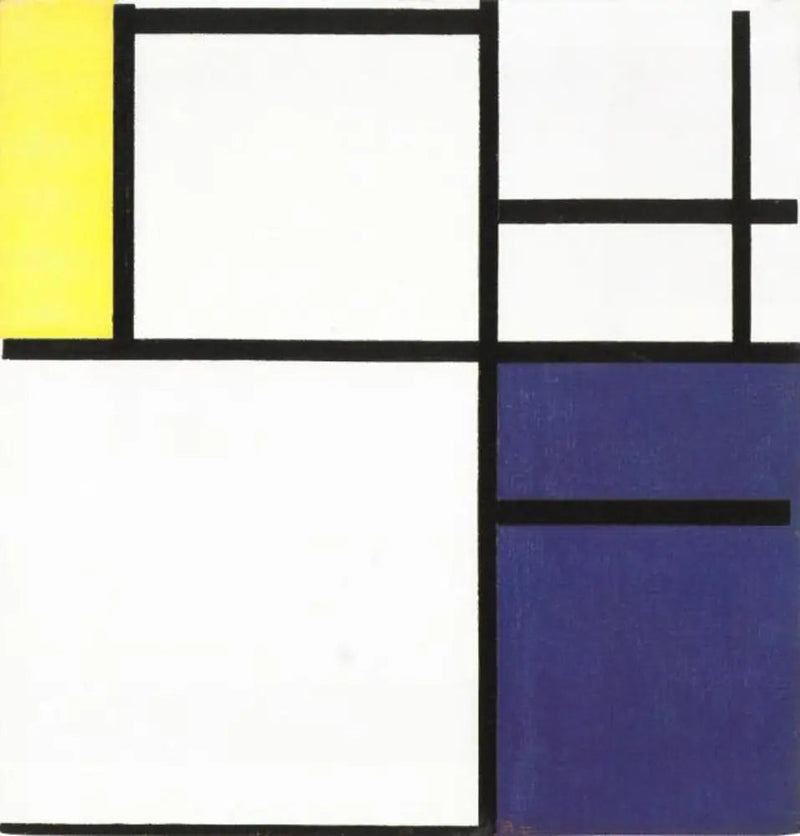 Composição com amarelo, azul e azul-branco - Piet Mondrian