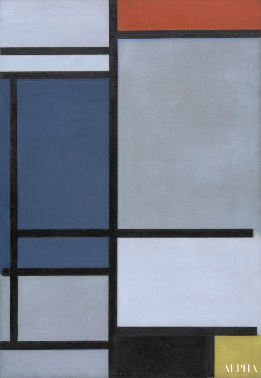 Composition avec du rouge du bleu du noir du jaune et du gris - Mondrian - Reproductions de tableaux et peintures haut de gamme