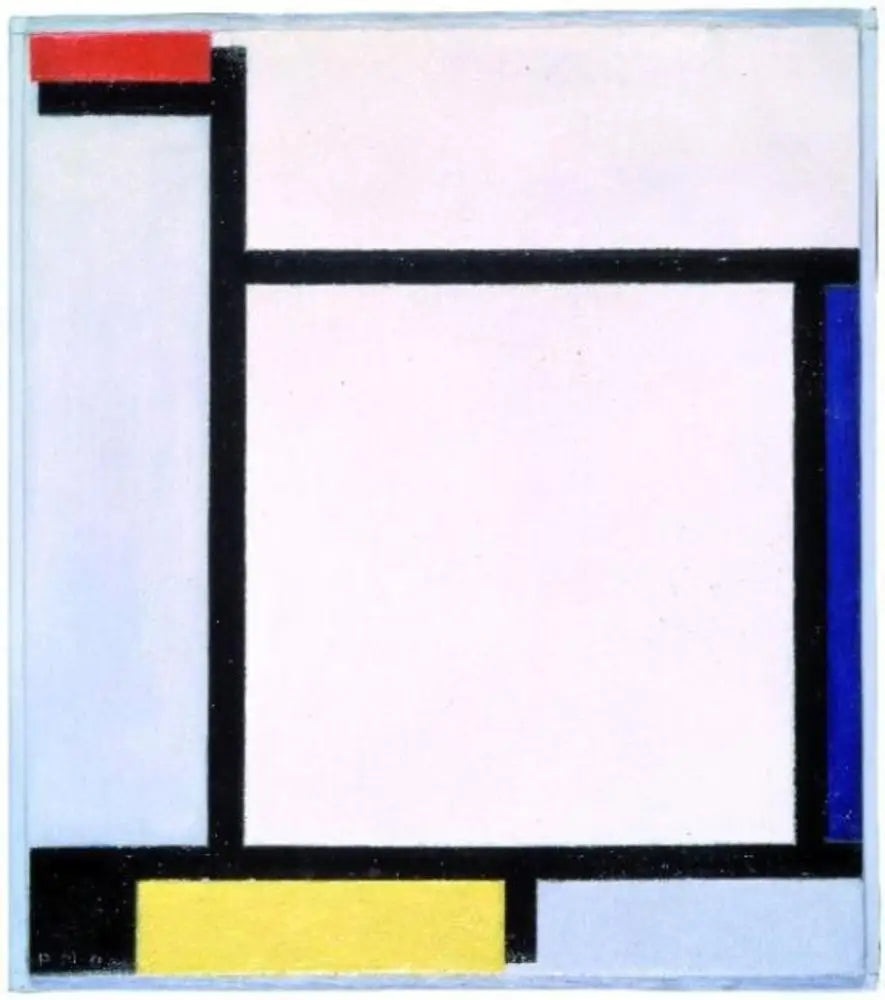 Reproduction du tableau « Composition avec du rouge, du bleu, du noir, du jaune et du gris - Piet Mondrian » par Alpha Reproduction en peinture à l’huile