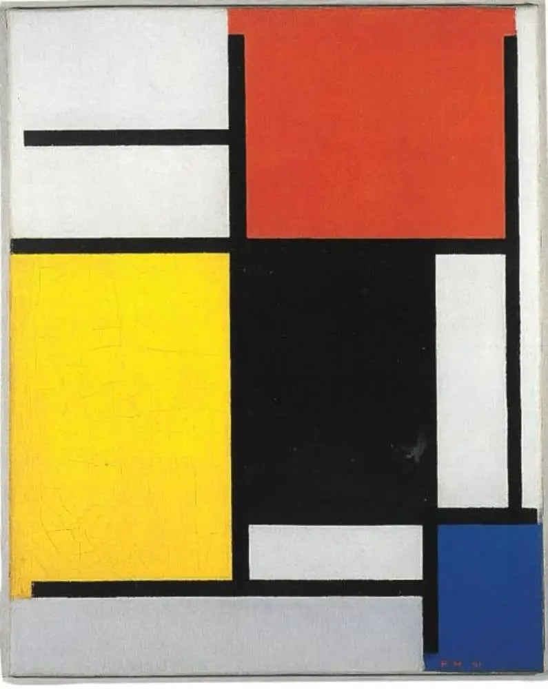 Composição com vermelho, amarelo, preto, azul e cinza - Piet Mondrian