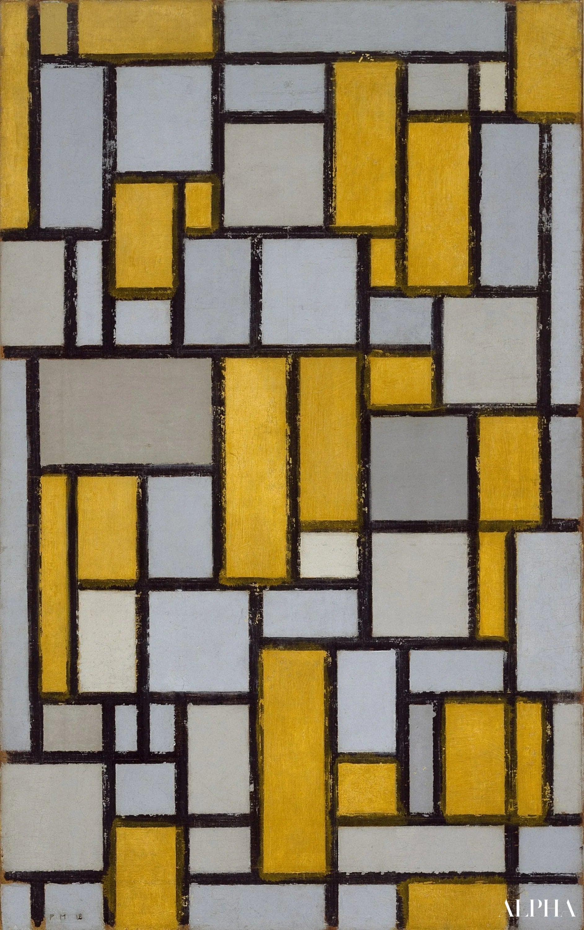 Composition avec la grille - Mondrian - Reproductions de tableaux et peintures haut de gamme