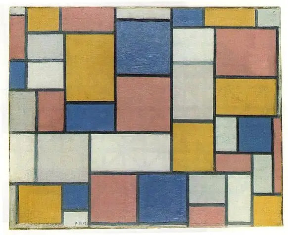 Composição com planos de cor e linhas cinzas - Piet Mondrian