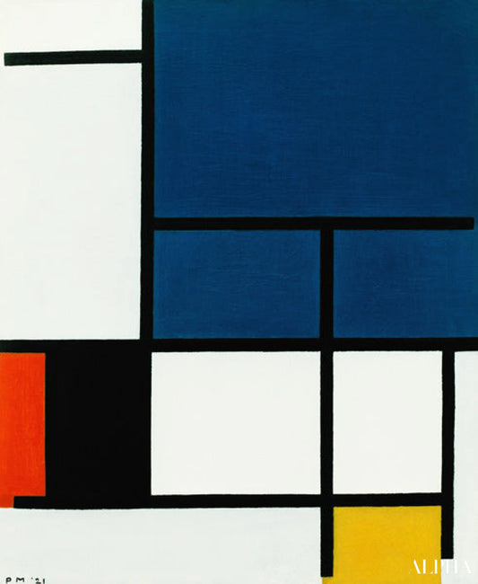 Composition avec un grand espace bleu - Mondrian - Reproductions de tableaux et peintures haut de gamme